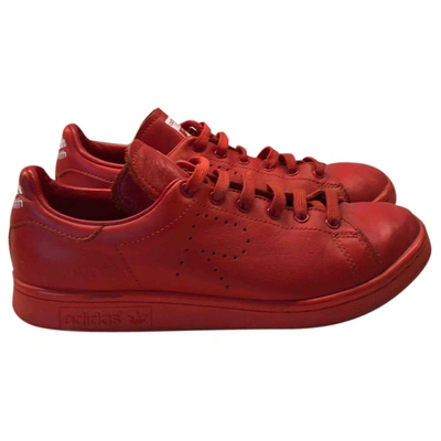 Pre-owned Adidas Originals Stan Smith Leather Trainers In Red