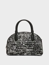 Donna Karan Thompson Graffiti Dome Satchel In Black/white/silver