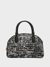 Donna Karan Thompson Graffiti Dome Satchel In White/black