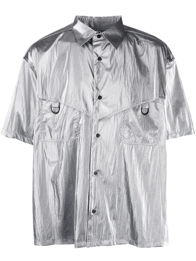 Ambush Oversized Metallic Coated-shell Shirt In Silver