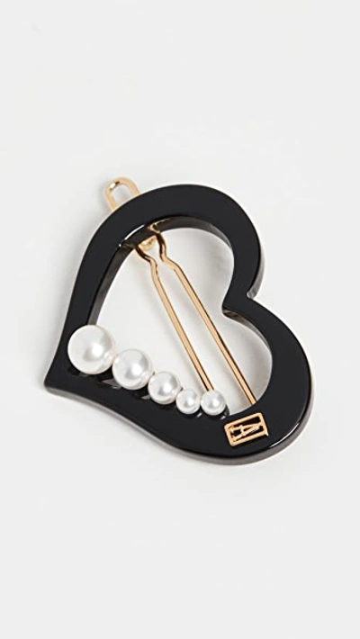 Alexandre De Paris Pearl Heart Clip In Black