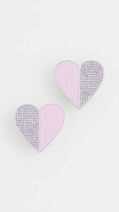 For Love & Lemons Dahlia Heart Earrings In Violet