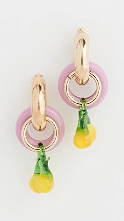 Gaviria Baby One More Time Earrings In Lime/lilac