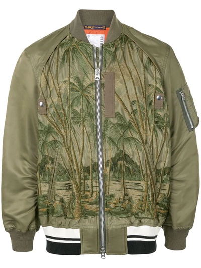 Sacai Sun Surf Diamond Head Embroidered Nylon Bomber Jacket