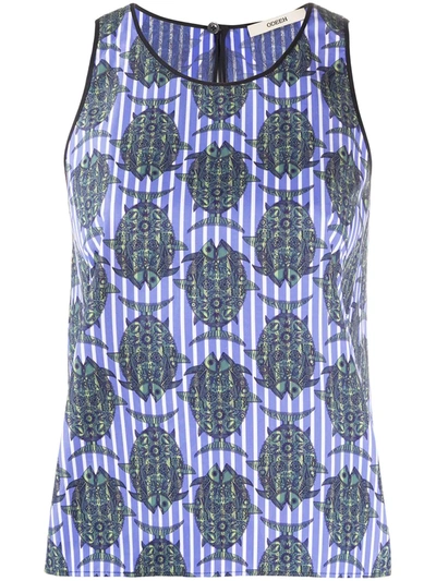 Odeeh Fish-print Sleeveless Top In Blue