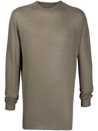Rick Owens Long Sheer Cotton Jumper In Neutrals