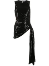 Amen Sequinned Asymmetric-hem Top In Black