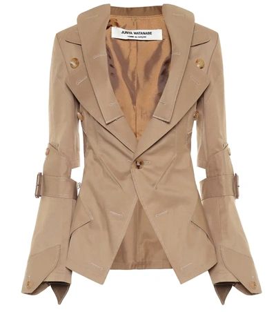 Junya Watanabe Button-embellished Gabardine Blazer In Beige