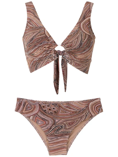 Amir Slama Printed Bikini Set In Neutrals