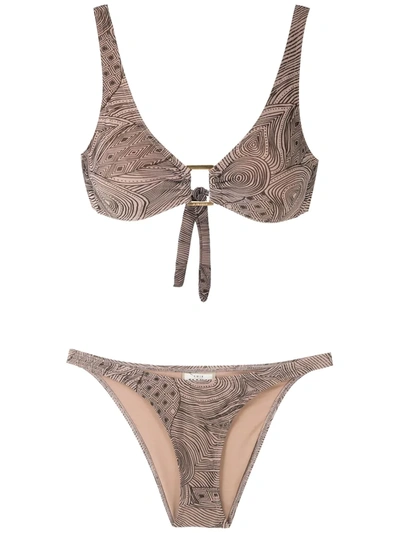 Amir Slama Marajoara Printed Bikini Set In Neutrals