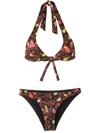 Amir Slama Printed Triangle Bikini Set In Black