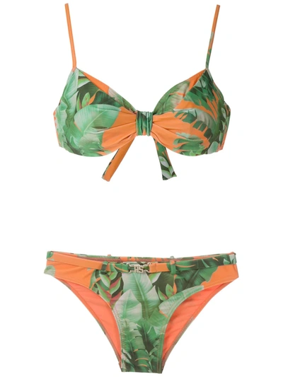 Amir Slama Mata Atlântica Print Bikini Set In Orange