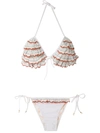 Amir Slama Ruffled Triangle Bikini Set In White