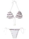 Amir Slama Ruffled Triangle Bikini Set In White