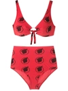 Amir Slama Índio High Waisted Bikini Set In Red