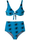 Amir Slama Índio Print High Waisted Bikini Set In Blue