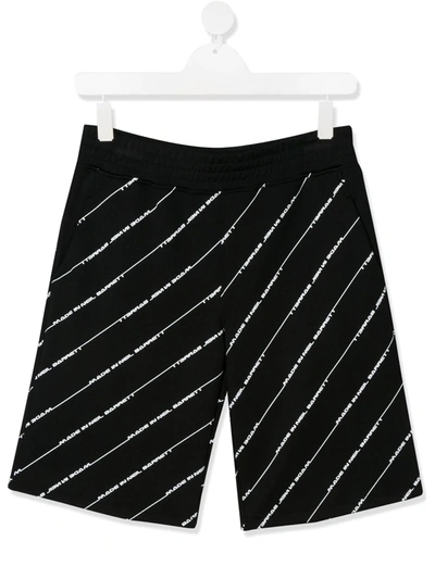 Neil Barrett Teen Stripe Print Shorts In Black