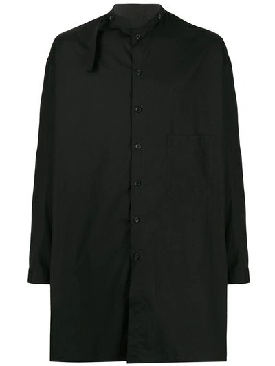 Yohji Yamamoto Shawl-collar Strapped Shirt In Black