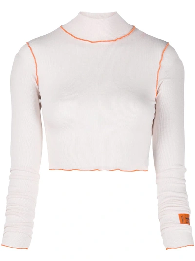 Heron Preston Contrast Piping Cropped Jumper In Neutrals