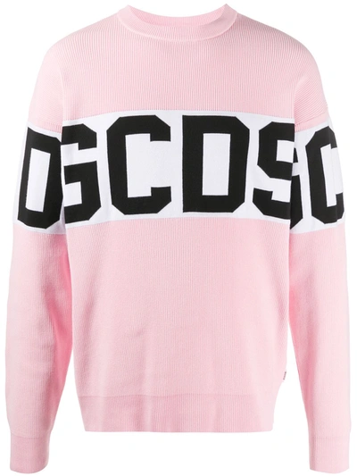 Gcds Oversized Logo Jumper In Pink,white,black