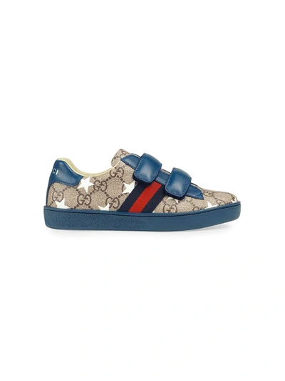 Gucci New Ace Gg Supreme Stars-print Sneakers, Kids In Blue