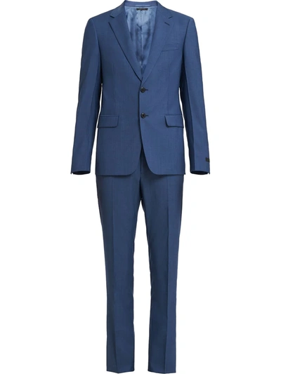 Prada Single-breasted Oxford Suit In Blue