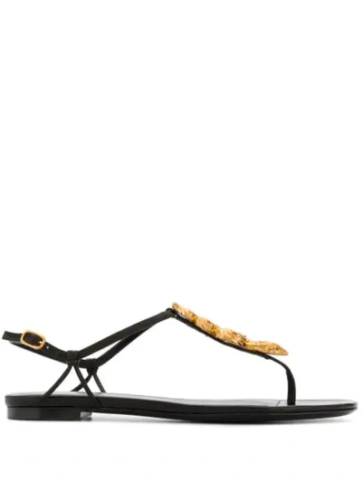 Valentino Garavani Snake-motif Thong-strap Sandals In Black