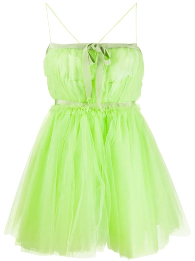 Brognano Tulle Babydoll Short Dress In Green