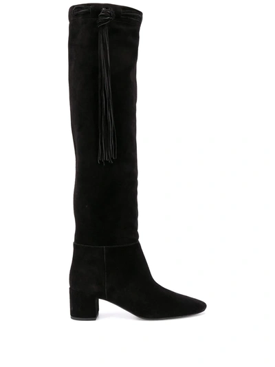 Saint Laurent Tassel-detail Knee-high Boots In Black
