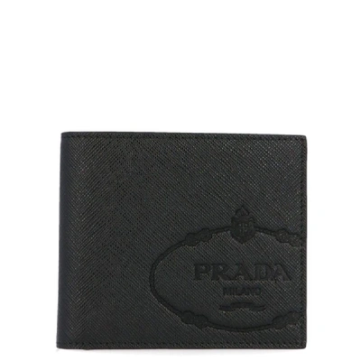 Prada Leather Flap-over Wallet In Black