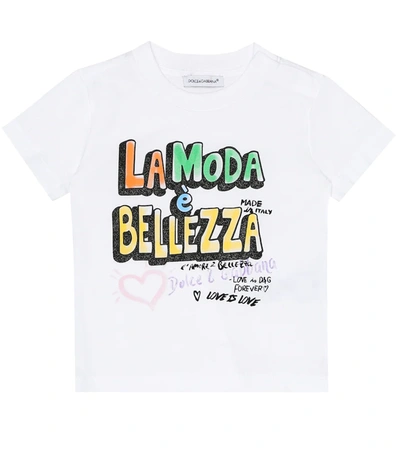 Dolce & Gabbana Babies' Graphic-print Cotton T-shirt In Bianco