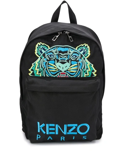 Kenzo Mens Black Mini Tiger Embroidered Backpack