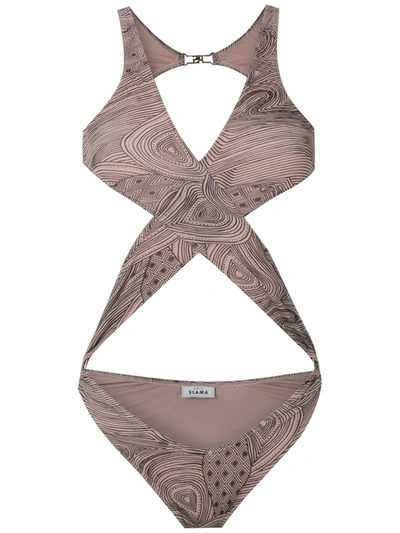 Amir Slama Crisscross Straps Swimsuit In Neutrals