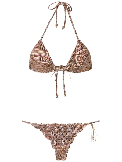 Amir Slama Printed Triangle Bikini Set In Multicolour