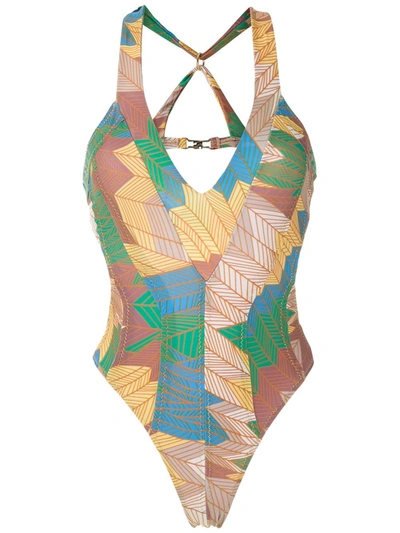 Amir Slama Metallic Stitching Swimsuit In Multicolour