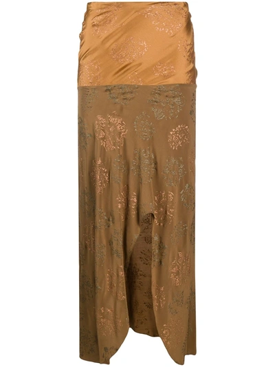 Pre-owned Romeo Gigli 1990s Front Slit Midi Skirt In Neutrals