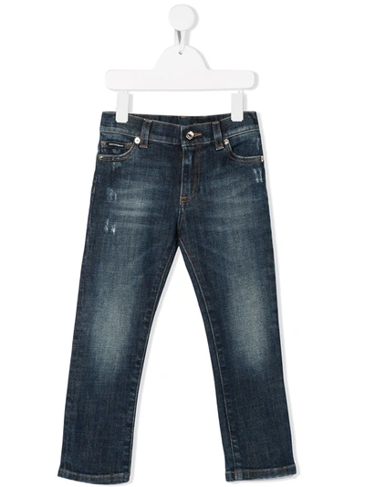 Dolce & Gabbana Kids' Slim Faded Jeans In Blue