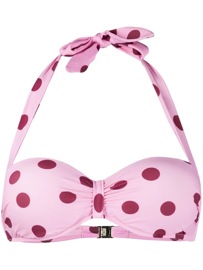 Dolce & Gabbana Polka-dot Halter Neck Bikini Top In Pink