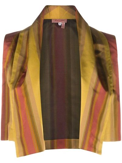 Pre-owned Romeo Gigli 1990s Striped Open Waistcoat In Yellow