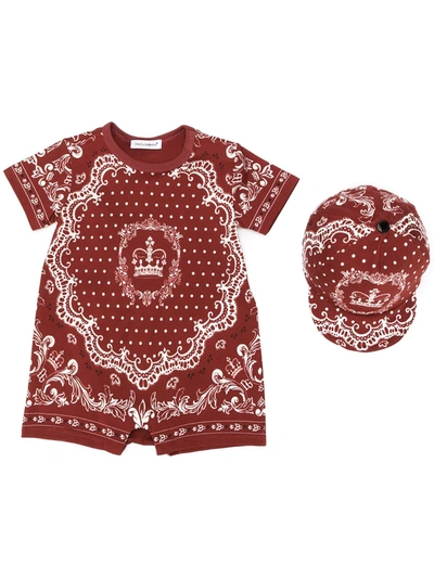 Dolce & Gabbana Babies' Baroque-print Shortie Set In Red