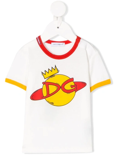 Dolce & Gabbana Babies' Dg Planet-print T-shirt In White