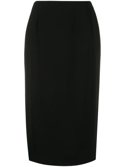 Pre-owned Gianfranco Ferre 1990s Straight-fit Midi Skirt In Black