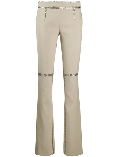 Pre-owned Gianfranco Ferre 1990s Metallic Details Bootcut Trousers In Neutrals