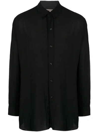 Yohji Yamamoto Layered Collar Oversized Shirt In Black