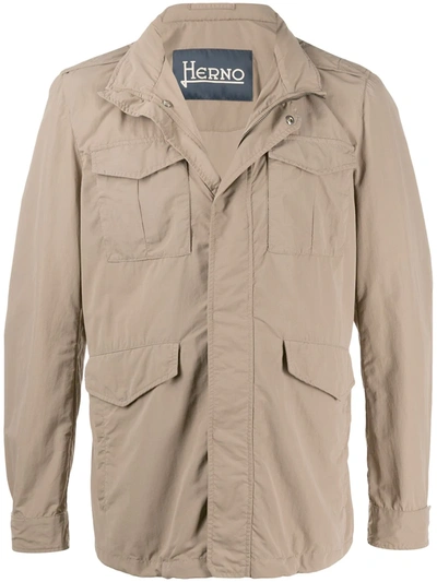 Herno High-neck Field Jacket In Neutral