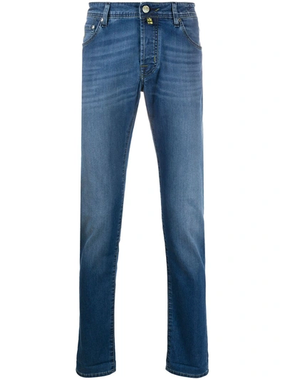 Jacob Cohen Stonewashed Tapered Jeans In Blue