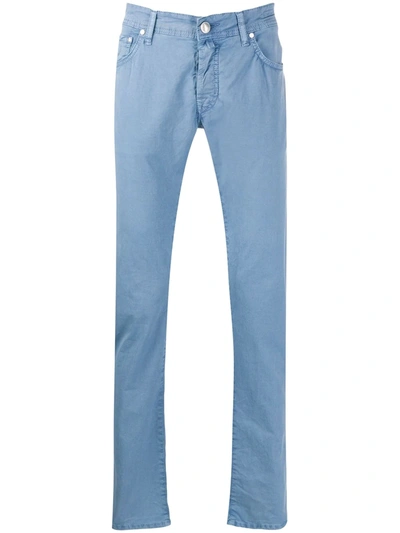 Jacob Cohen Handkerchief-detail Straight-leg Trousers In Blue