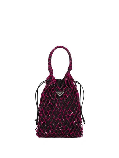 Prada Mesh Tote Bag In Black