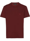 Prada Logo Embroidered T-shirt In Red