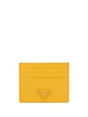 Prada Logo Plaque Cardholder In Yellow
